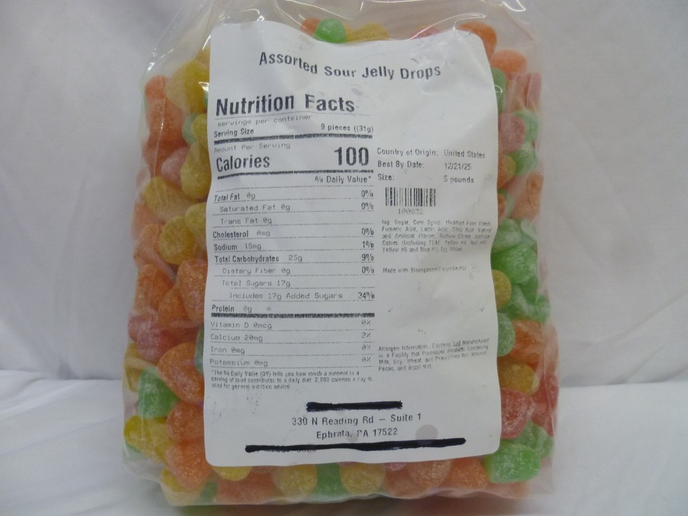 Assorted Sour Jelly Drops-5lb Bag