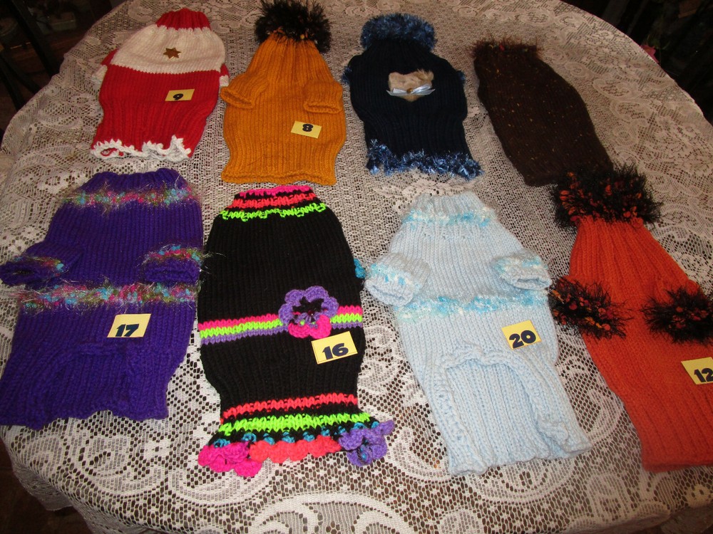 2 Hand Knitted Dog Puppy Sweaters Large 16''
