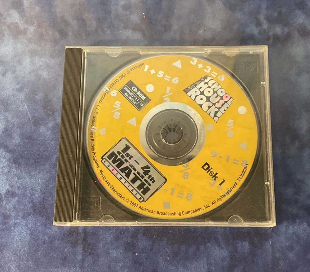 Vintage Microsoft Windows PC MAC School House Rock Math 1st-4th  Disk 1 & 2