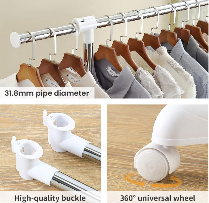 Perchero ajustable para colgar ropa, perchero resistente con ruedas, perchero ro
