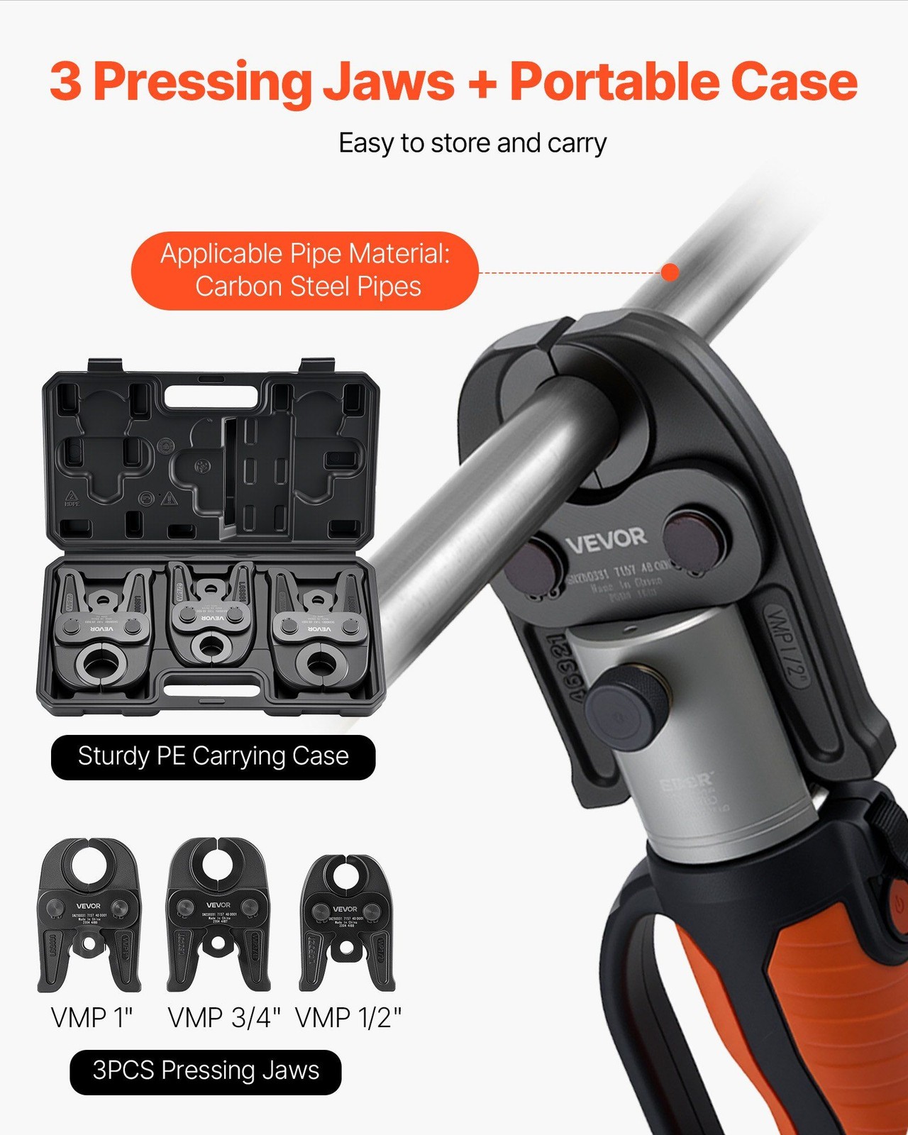 VEVOR MegaPress Jaws, 3PCS Pressing Jaws 1/2", 3/4" & 1" for MegaPress Carbon St