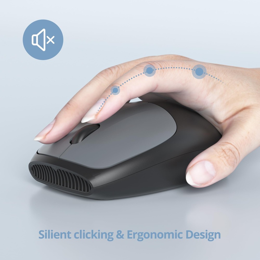 iRoboosta Black White Wireless Keyboard and Mouse Combo, 2.4GHz Retro Typewri...