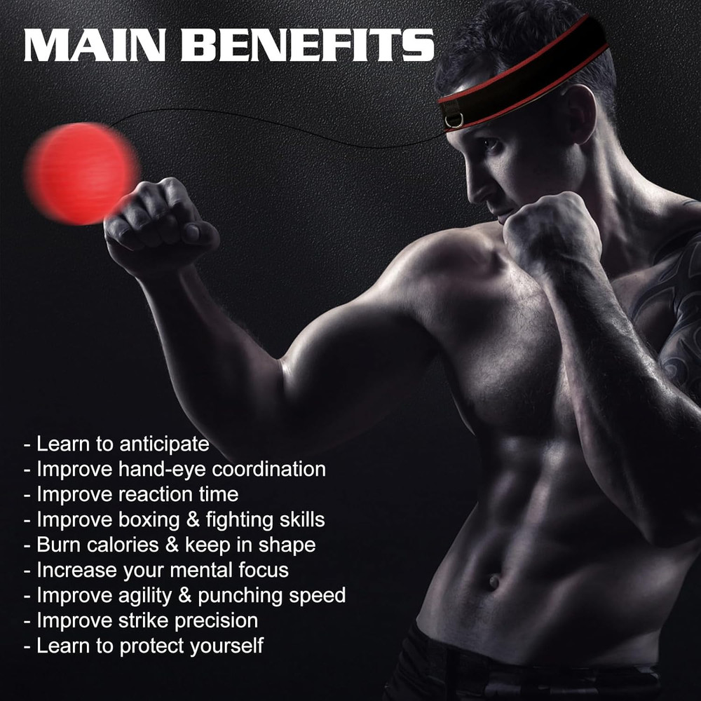 ® Boxing Reflex Ball Headband Set - Includes 4 Different Balls and 2 Adjustable