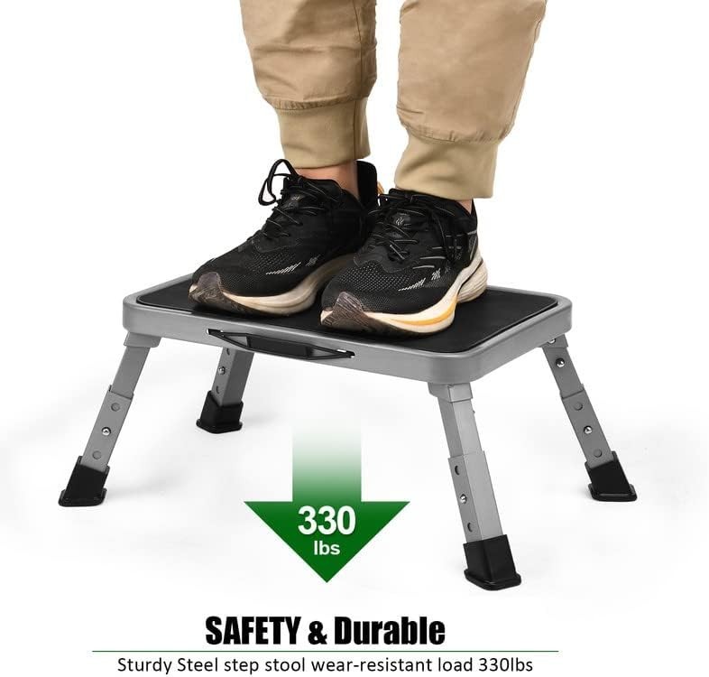 Foldable Step Stool with Non-Slip Platform - 330 Lbs Capacity, Portable Design