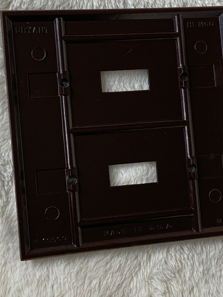 Vtg Bakelite Switch plates Brown Ribbed Pattern Art Deco Lot If 2