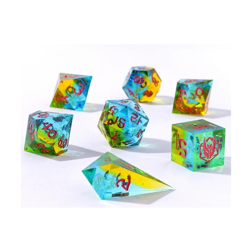 HYMGHO Sharp Edge Resin Dice  Captured Magic Poly Set - Living Lightning ( New