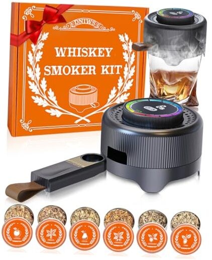 Electric Whiskey Smoker Kit with Adjustable Smoke Levels ＆ LED Timer Ring,