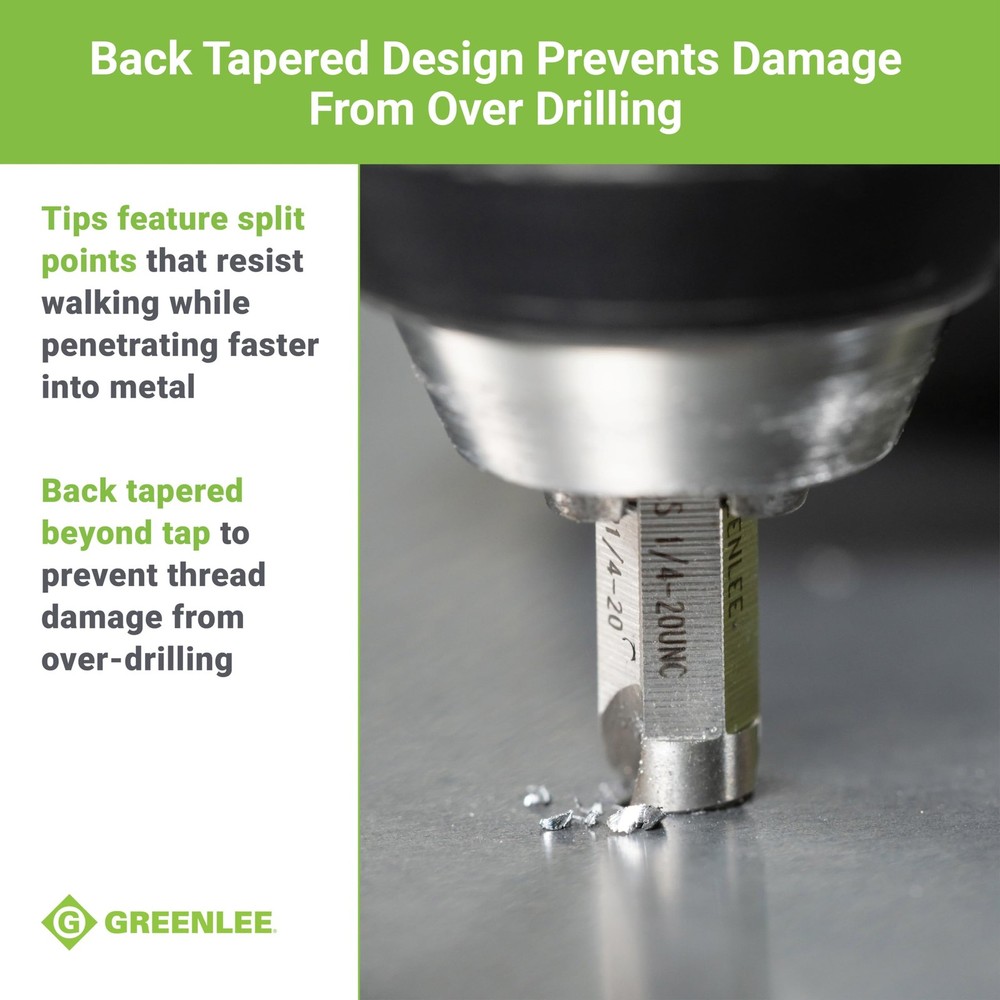 Greenlee DTAP1/4-20 Combination Drill/Tap Countersink Drill Bit for 1/4"-20