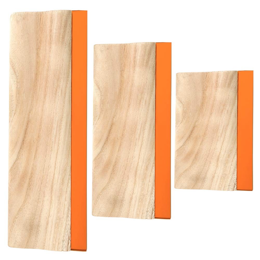 3 Pieces 3 Sizes Screen Printing Squeegee, 75 Durometer Wooden Ink Scraper fo...