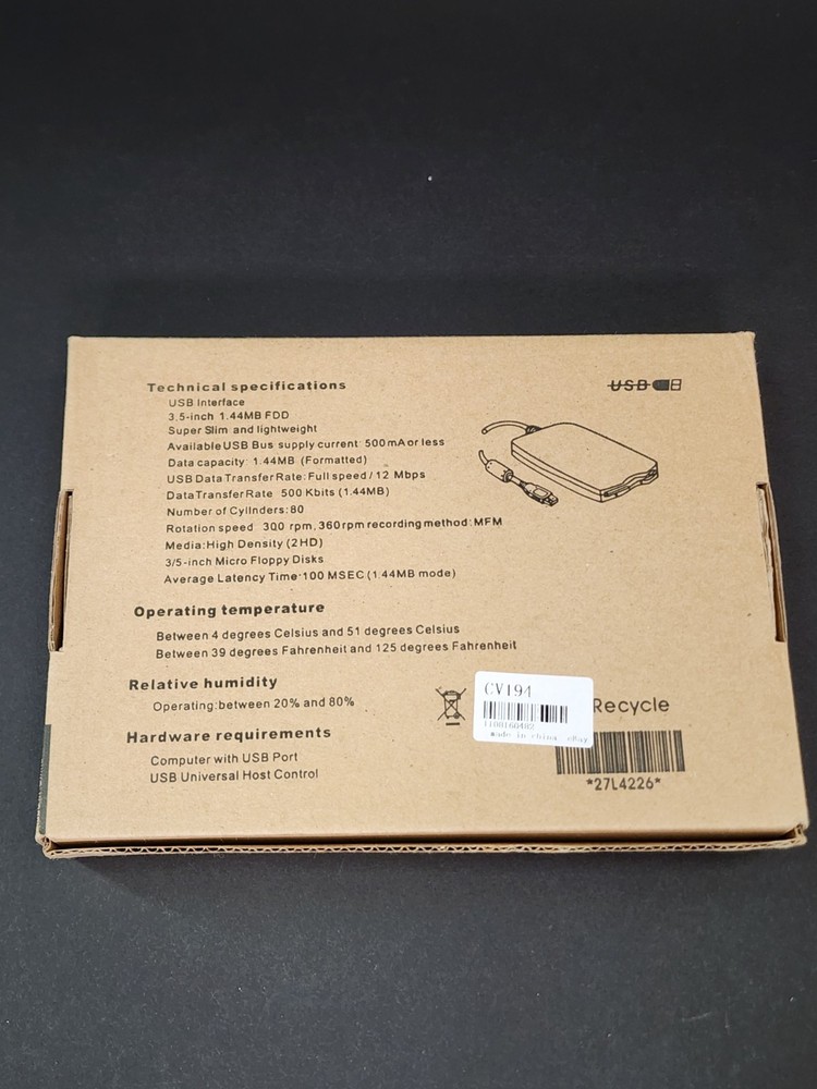 Floppy Disk Reader 3.5" USB Portable Diskette Drive XP Vista NEW