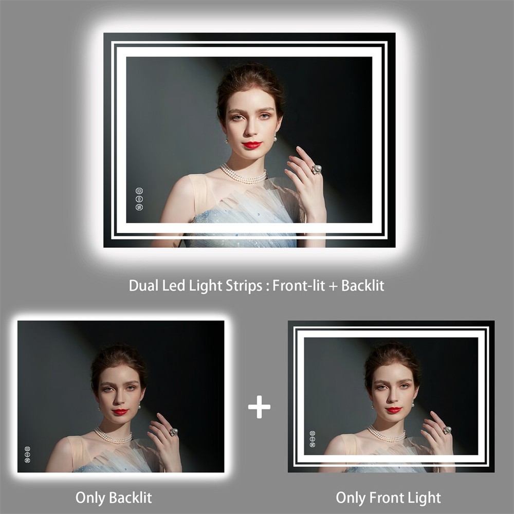 Modern Eye-protection LED Bathroom Mirror Wall Mounted Dimmable Makeup Mirror