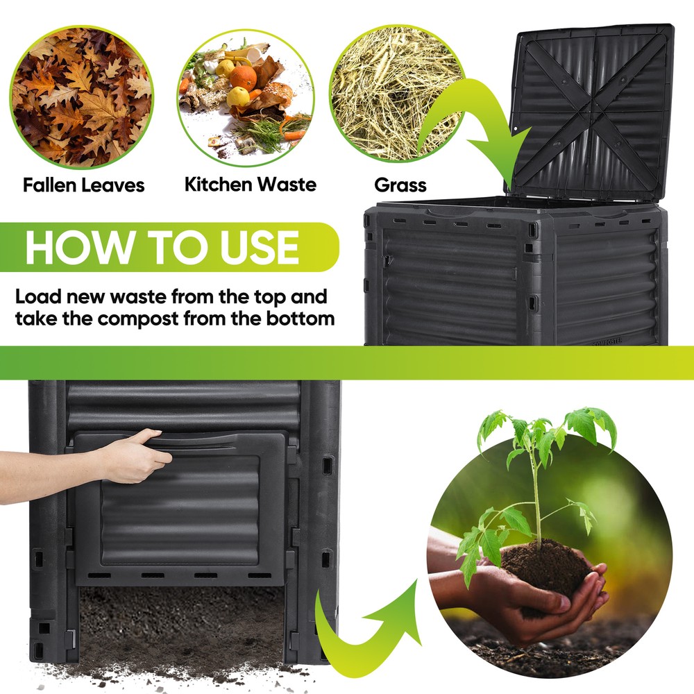 Garden Compost Bins Environment Friendly Material 80 Gallon Large Capacity