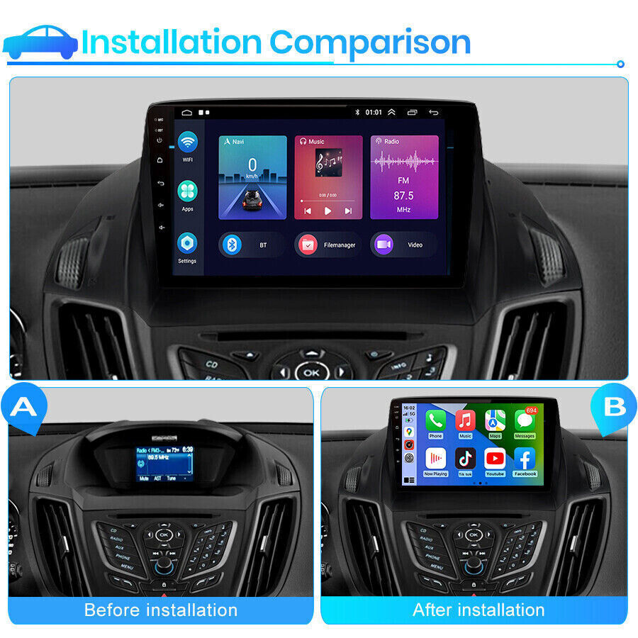 Apple CarPlay For Ford Escape 2013-2017 Android 13 Car Stereo Radio GPS Navi