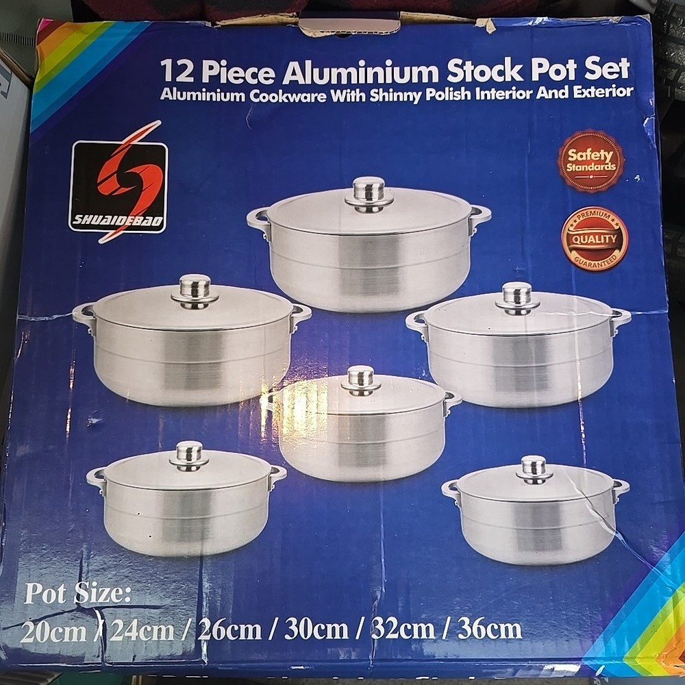 12-Piece Heavy-Duty Aluminum Cookware Set – Stackable Pots with Lid