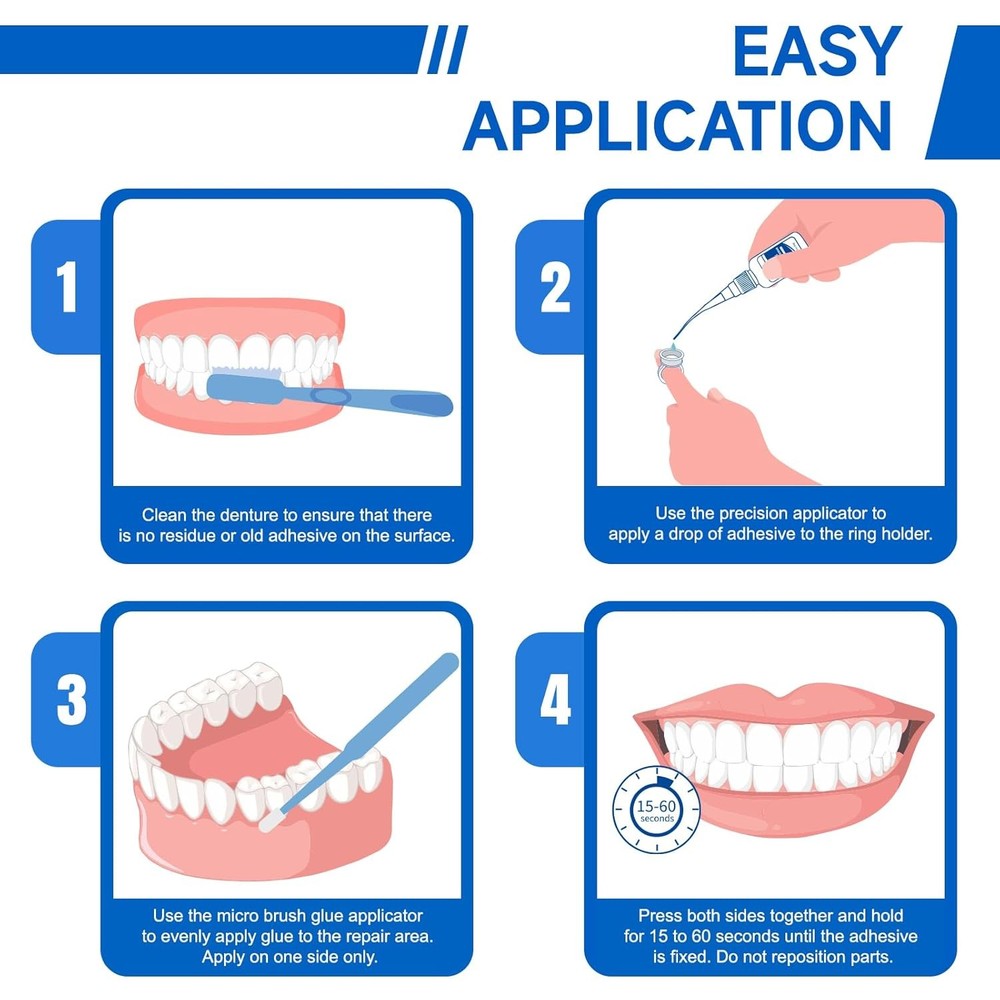 Pro Denture Adhesive Kit, 1oz Pro Instant Bonding Denture Glue, Enhanced Denture