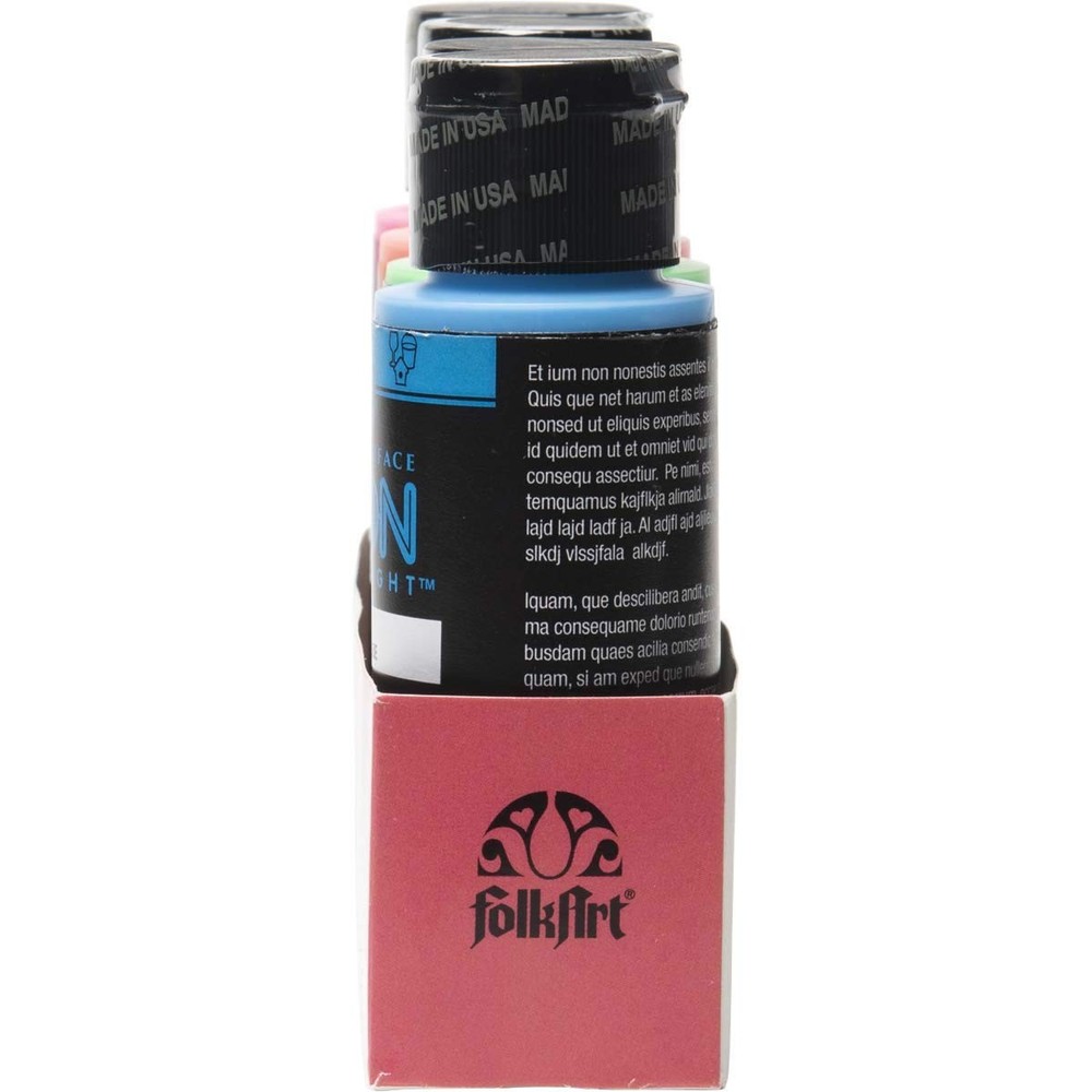 FolkArt 4 Bottle Multi-Surface Acrylic Paint Set, 2oz, Neon Bla Kitchen