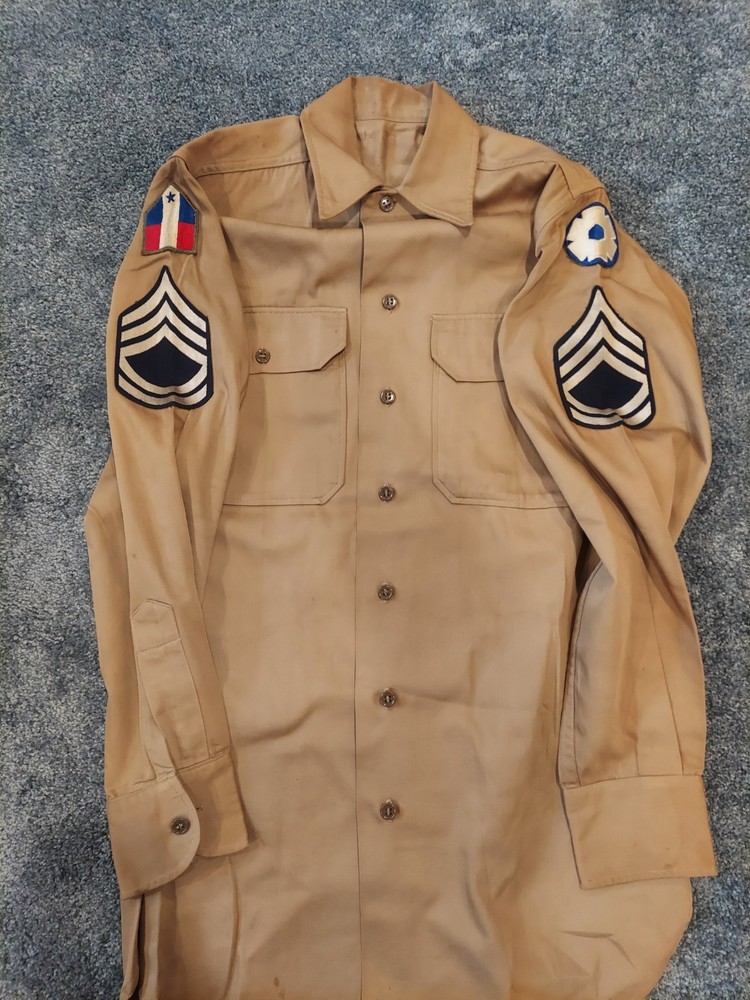 WWII Uniform Grouping - WW2 Sergeant Uniform Set - Jacket, Pants, Overcoat Etc