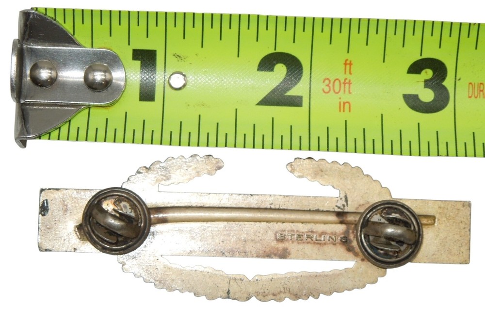 Original WWII US Army Sterling CIB Combat Infantry Badge Pin DR12