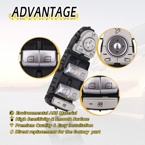 Master Power Window Switch Driver Side Compatible with 2015-2018 Mercedes-Benz