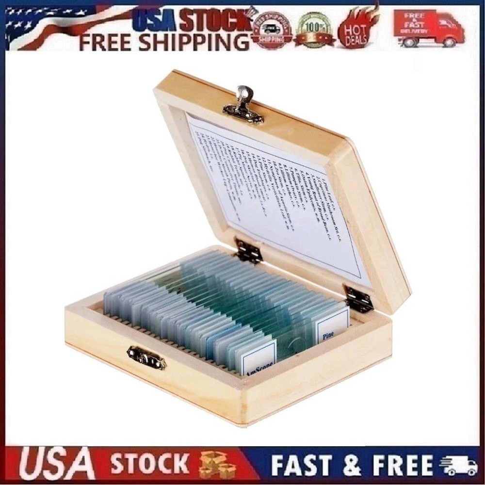 AmScope PS25 Prepared Microscope Slide Set, Basic Biological Science Education