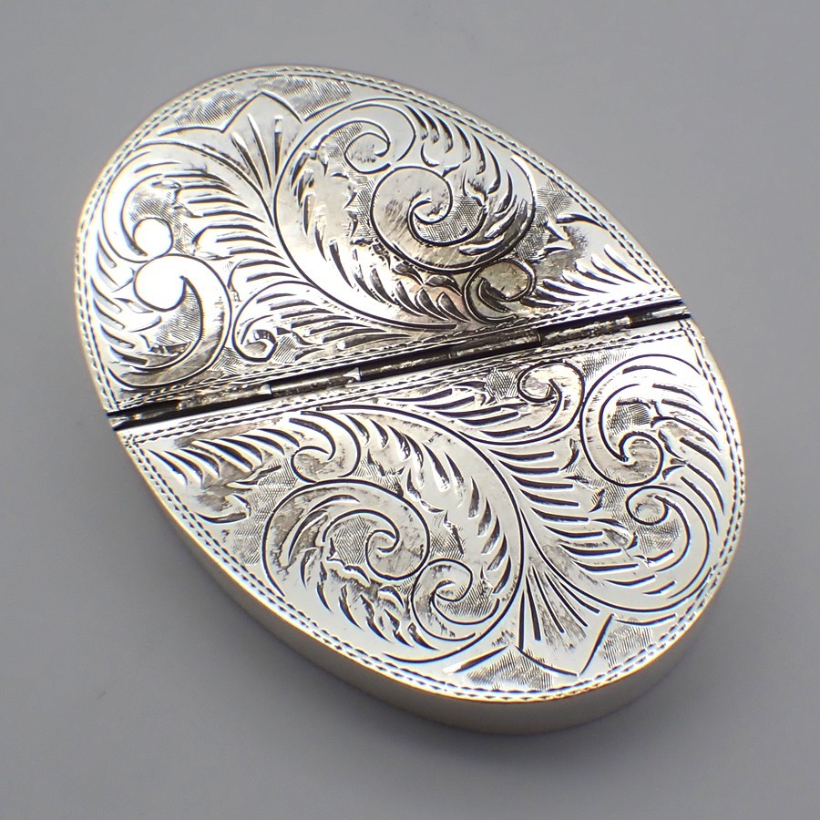 Oval Two Compartment Pill Box Sterling Silver