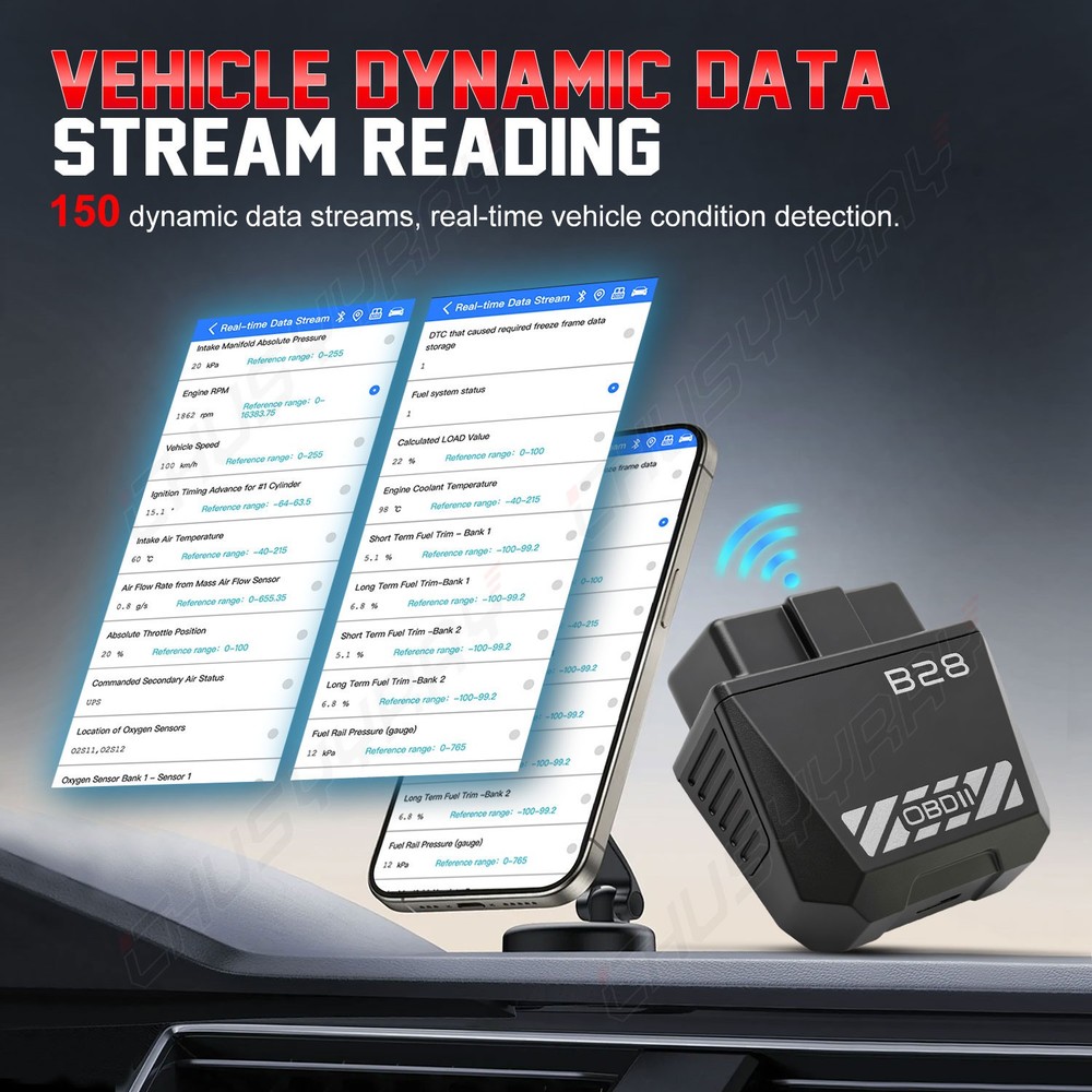 OBD2 Diagnostic Device Real-Time Data Stream O2 Sensor Test for Car Owners