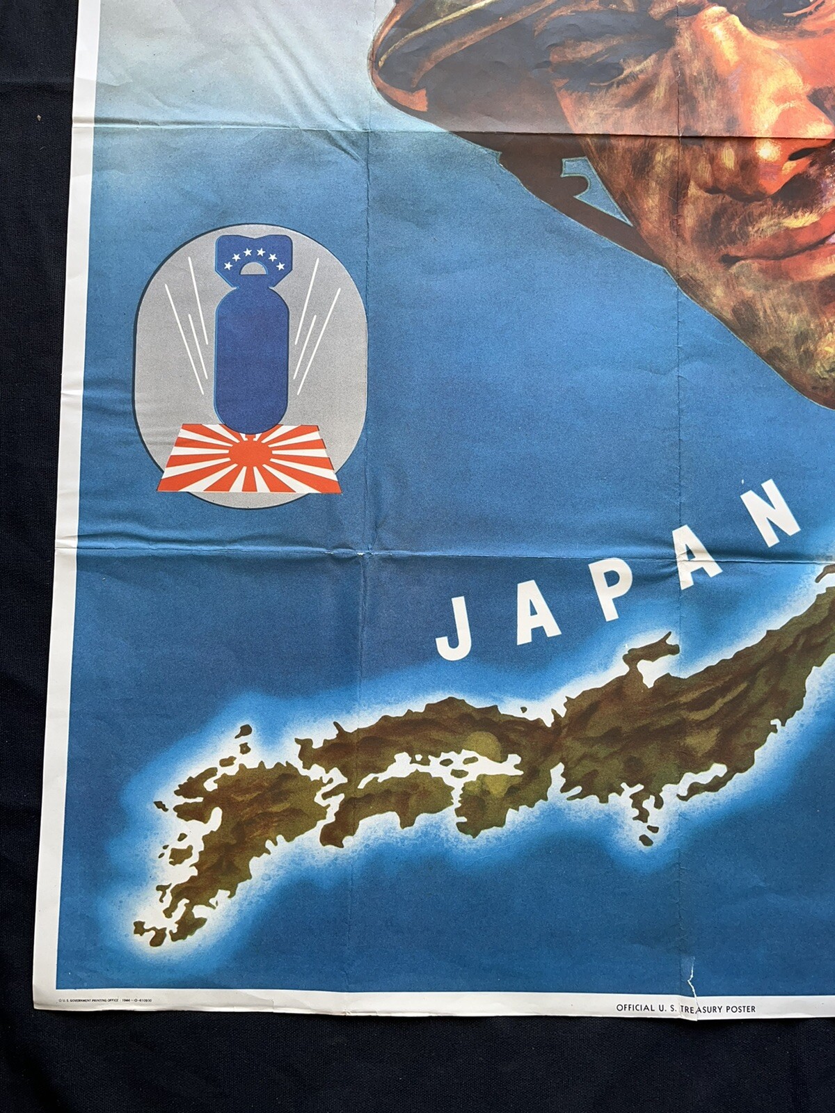 Vintage WWII War Large Poster - JAPAN You’re Next! 6th War Loan - 28-1/2”x40”