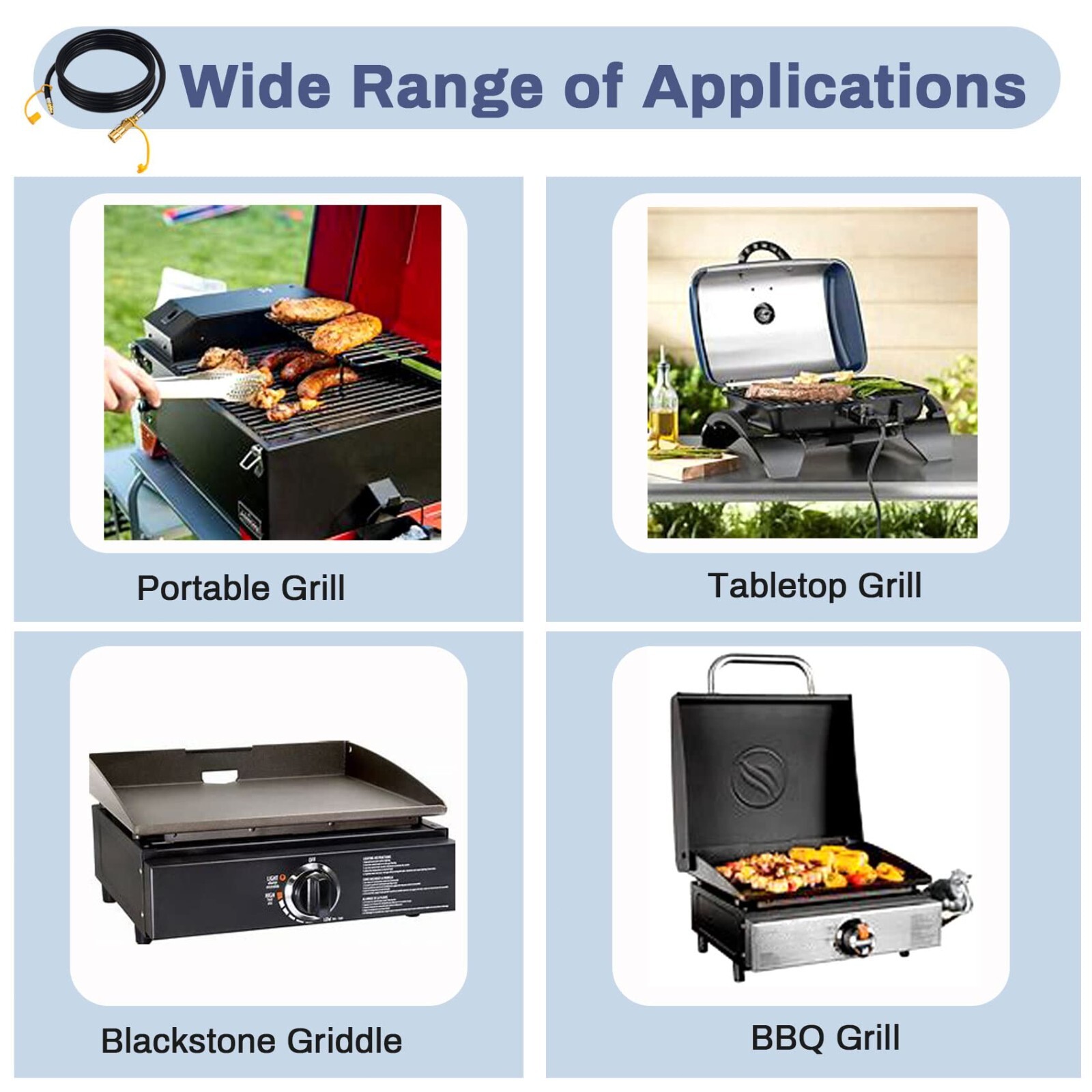 7FT 12FT 24FT Quick Connect Propane Hose for RV to Grill LP RV Hose with Adapter