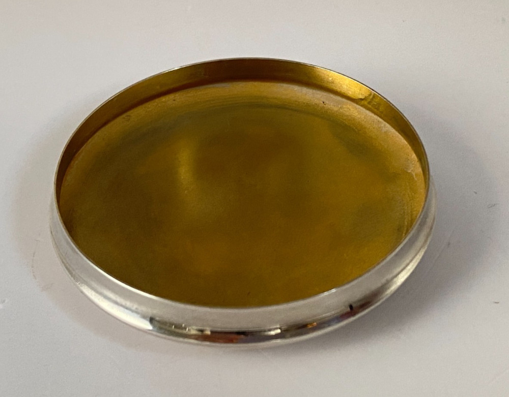 Antique c1910 Austrian Heavy Solid Silver Pill Trinket Box Gilt Interior