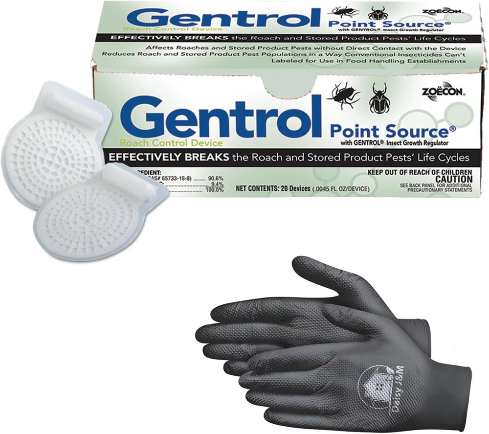 - Gentrol Point Source Roach Control Device + Disposable Gloves
