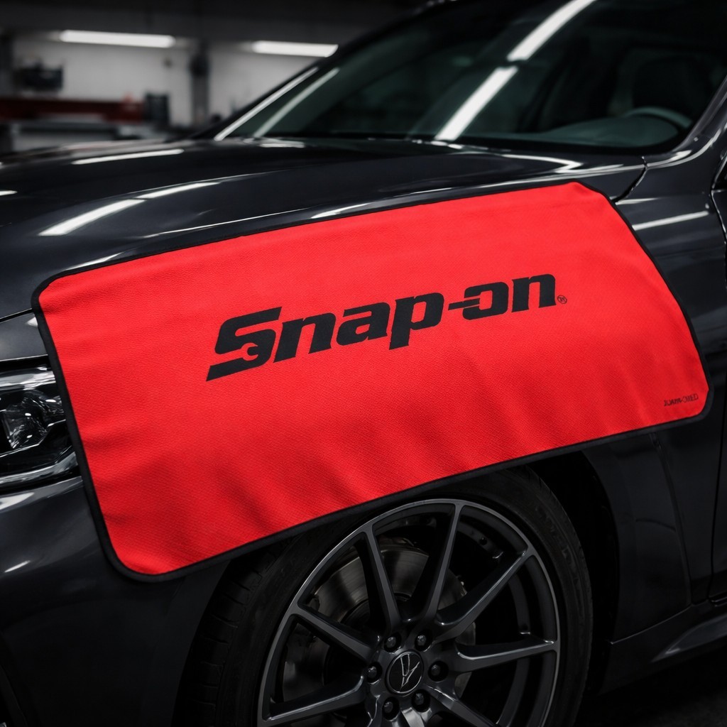 SNAP ON Tools fender cover large Weighted 48"X26" easy working on cars JCKWFCRED