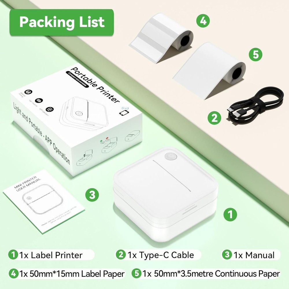 Mini Sticker Label Maker Machine Tape 2 Inch Bluetooth Themal Printer Inkless