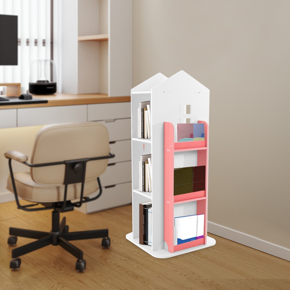 4-Tier Rotating Bookshelf with 360° Access - Sturdy Storage Solution