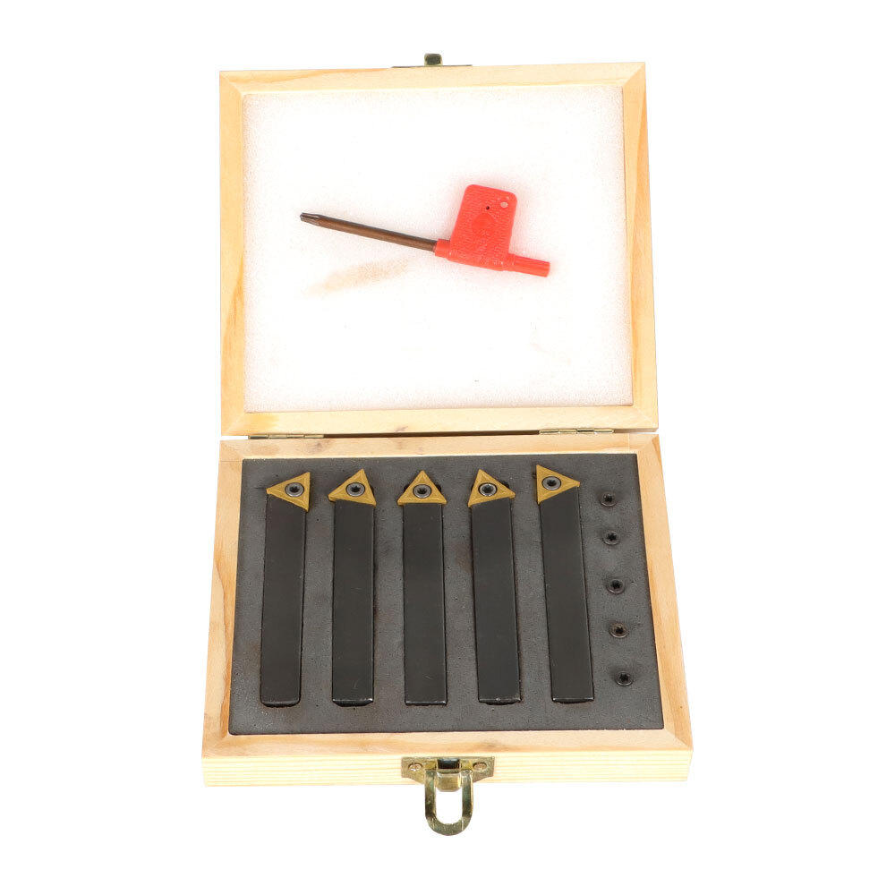5 pcs 1/2" Lathe Indexable Carbide Insert + Turning Tooling Bit Holder Set