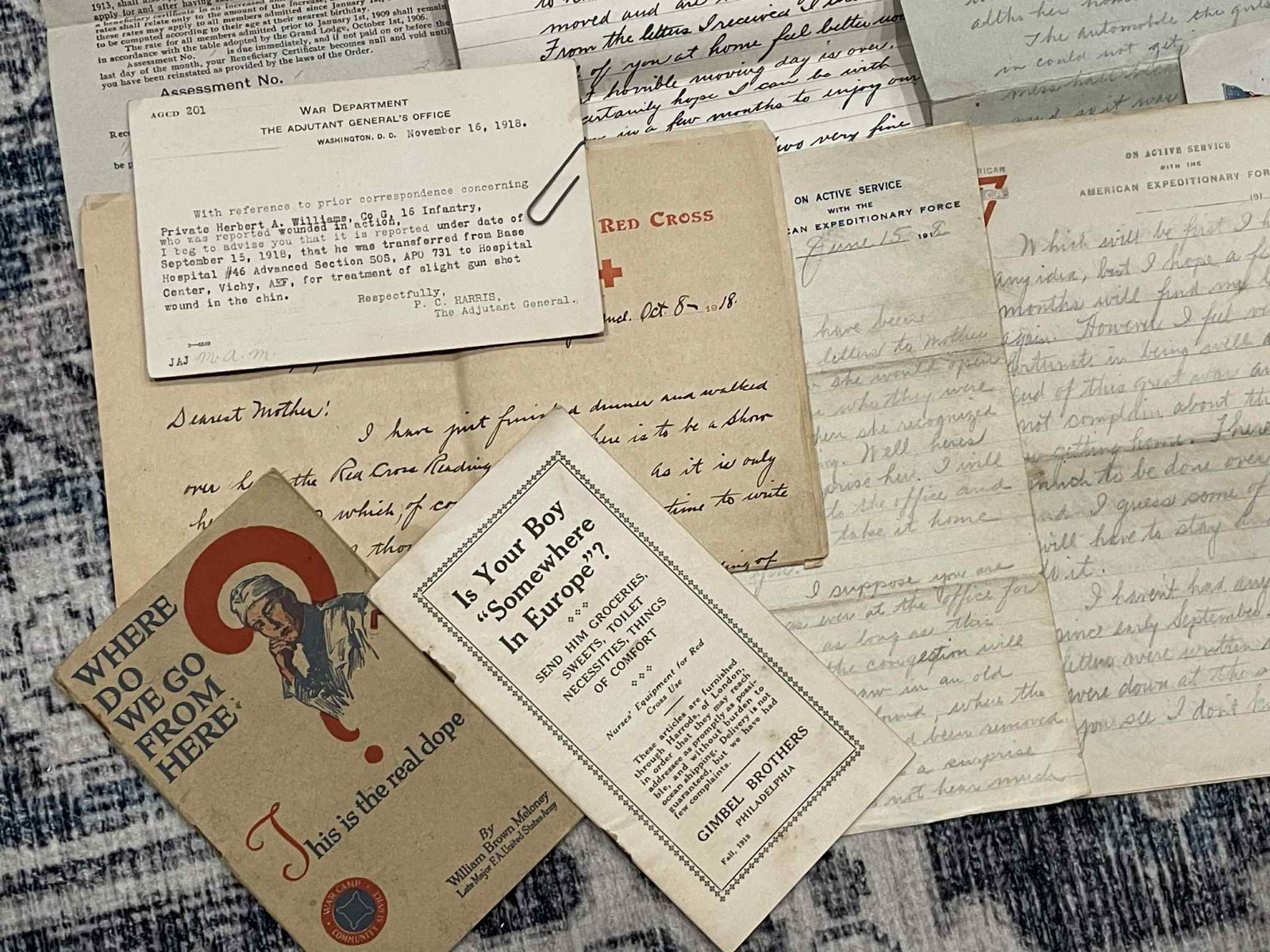 WW1 WWI US Army Military Solider GI Grouping 16th Infantry Division AEF WOUNDED