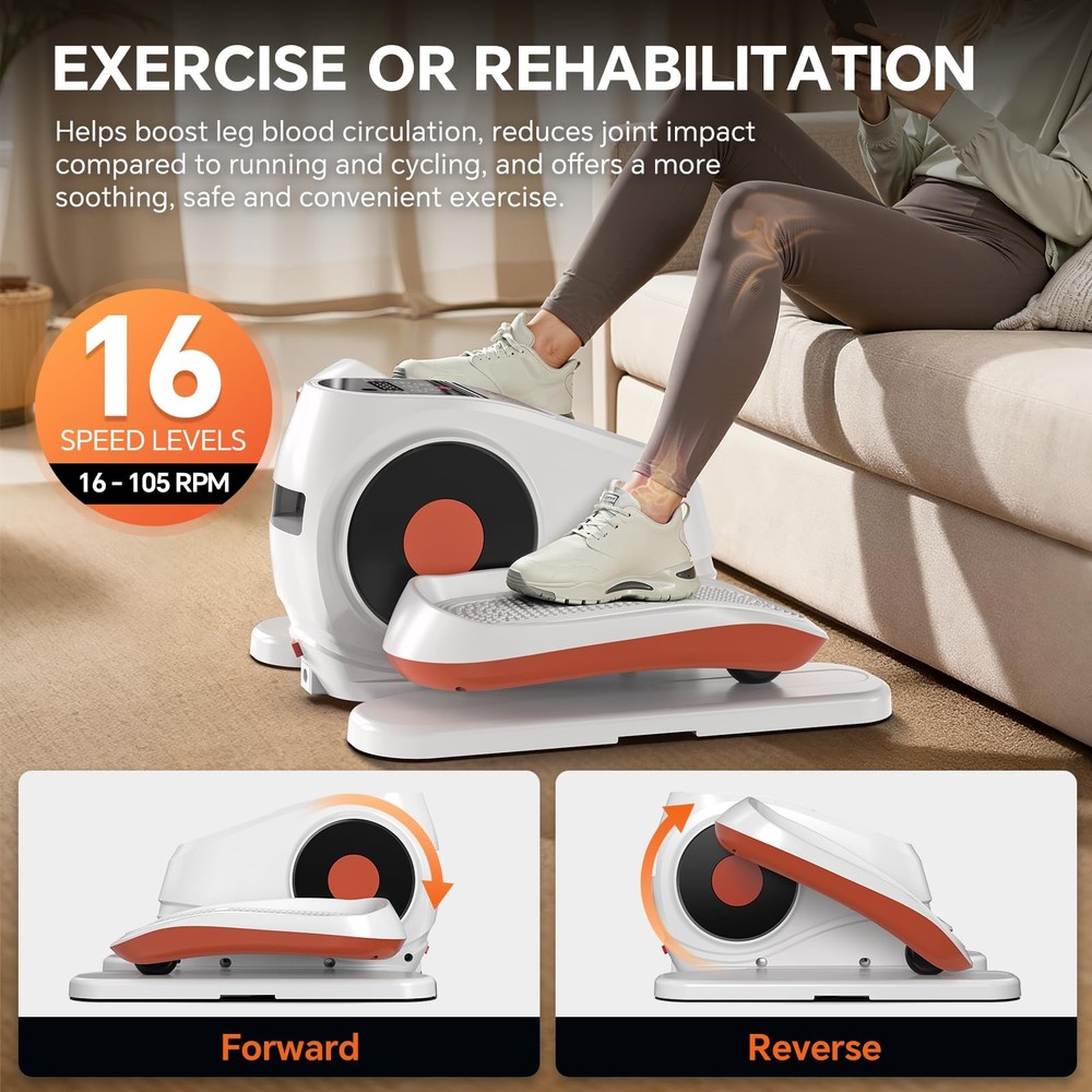 Under Desk Elliptical Machine with Remote Control, 16 Adjustable Speed Electr...