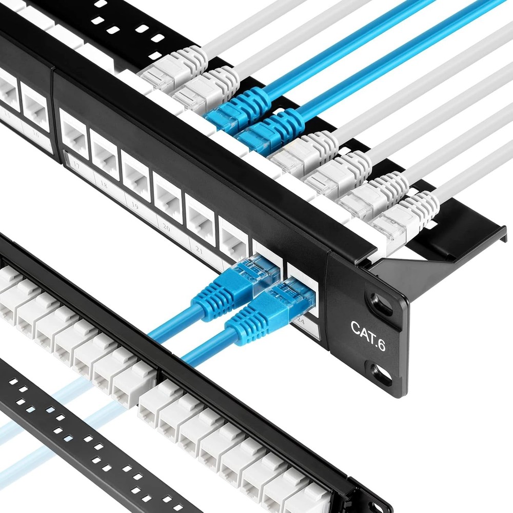 Removable Back Bar 24 Port Cat6 Patch Panel - Fast, Reliable 10G Connection