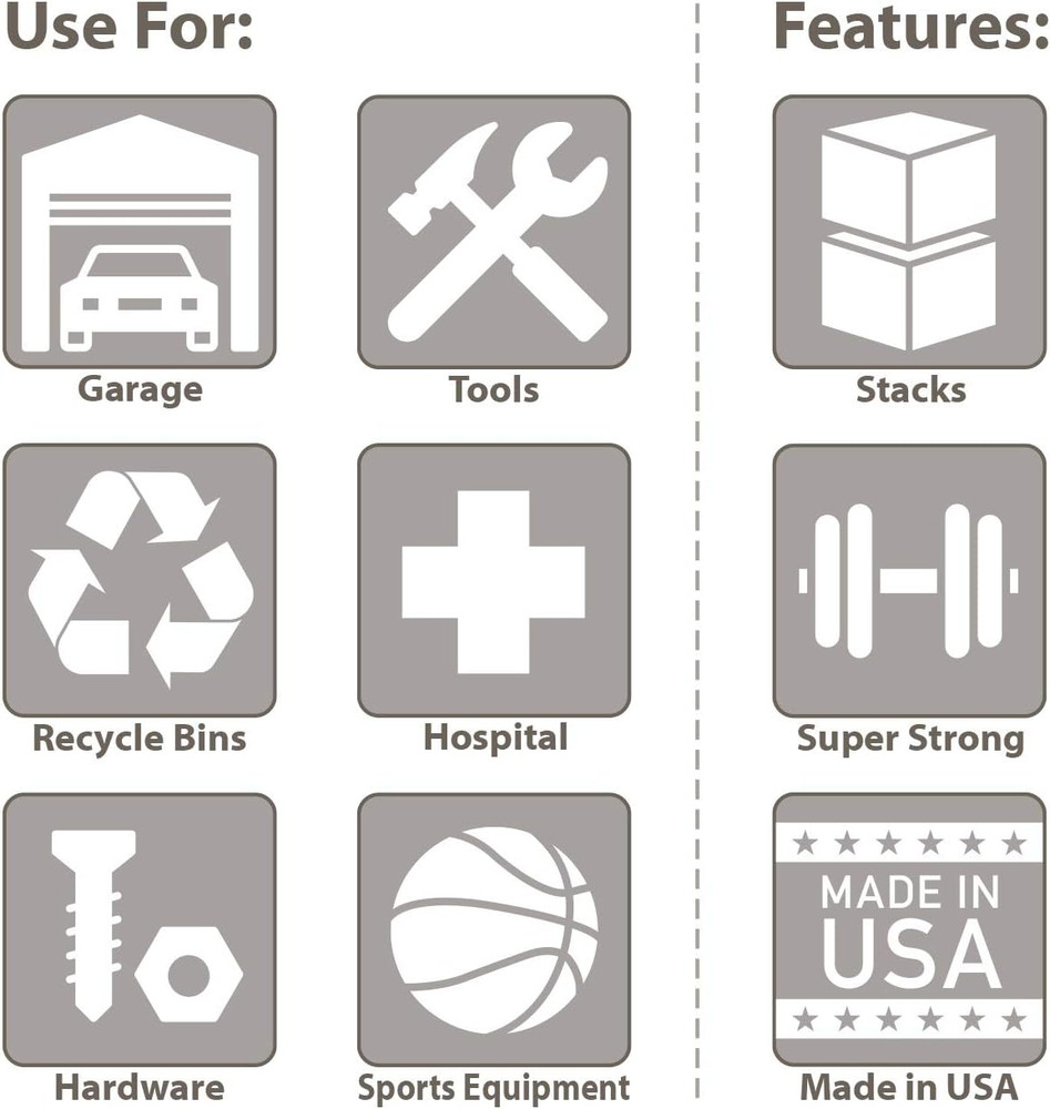 30289 Super-Size Akrobins Plastic Storage Bins, Space-Saving Stackable Bins for