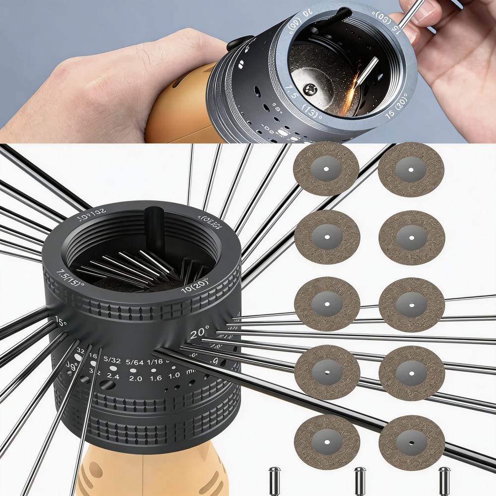 Tungsten Electrode Sharpener TIG Grinder Kit 6 Sizes 8 Angles Diamond