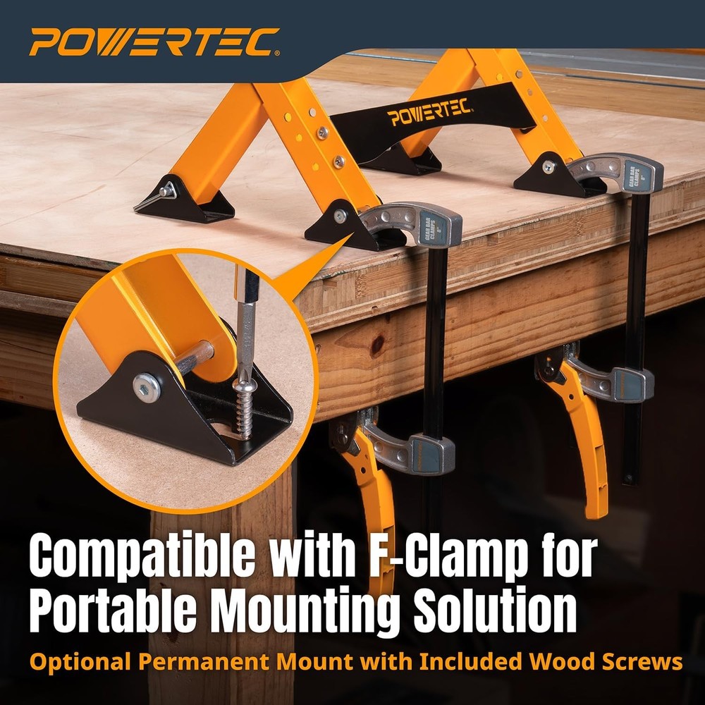 POWERTEC Folding Router Table Stand – Adjustable Height Workstation Base for