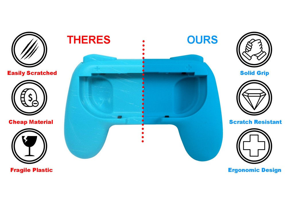 Switch Joy-Con Controller Handle Grip Nintendo Switch (Red/Blue/Black)2PK