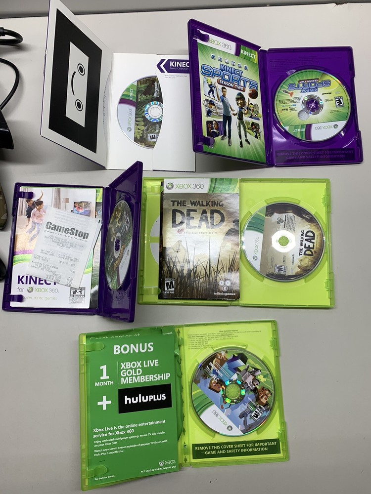 Xbox 360 Video Game System Console 1538 Kinect Sensor 5 Games Tested Working