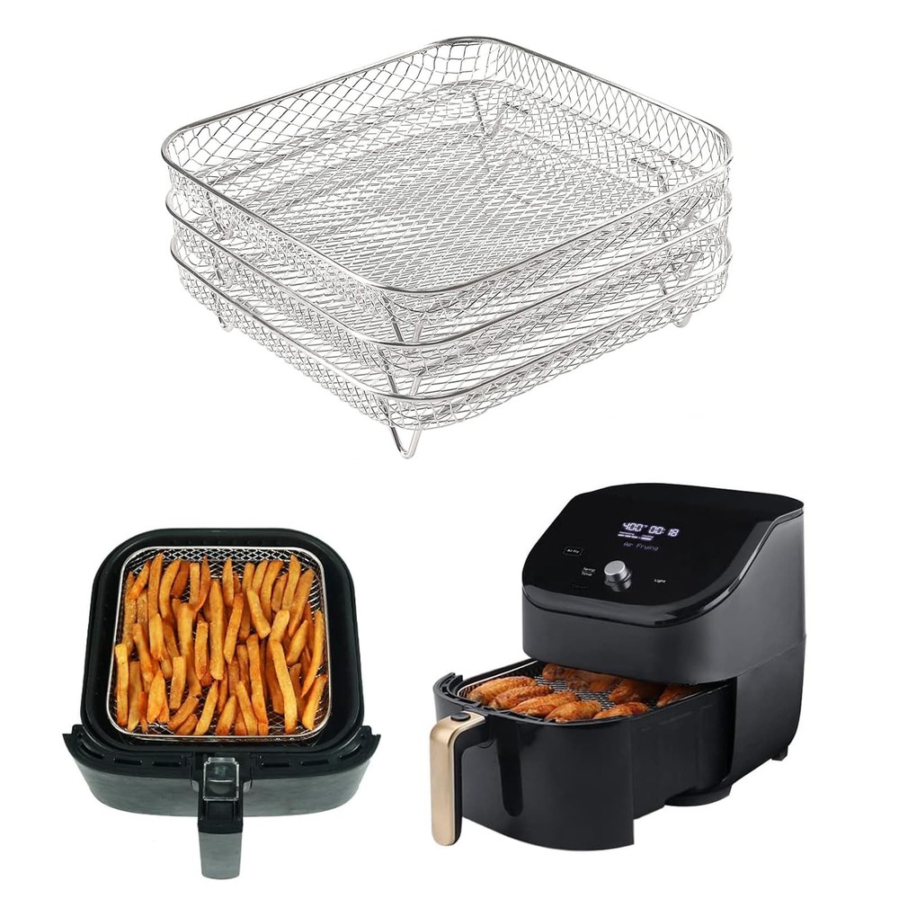 Dehydrator Rack 3 Layers,8" Square 3 Stackable Stainless Steel Stand Accessor...