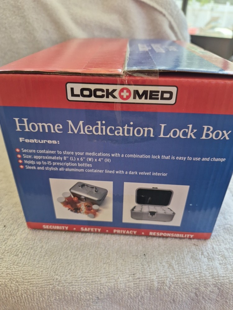 Lockmed Guardian Home Medication Medium Lockbox W/ Combination Lock Security