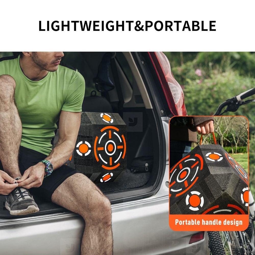 Multi-Sided Archery Target Block - High Polymer Fiber Bow & Arrow Target with...