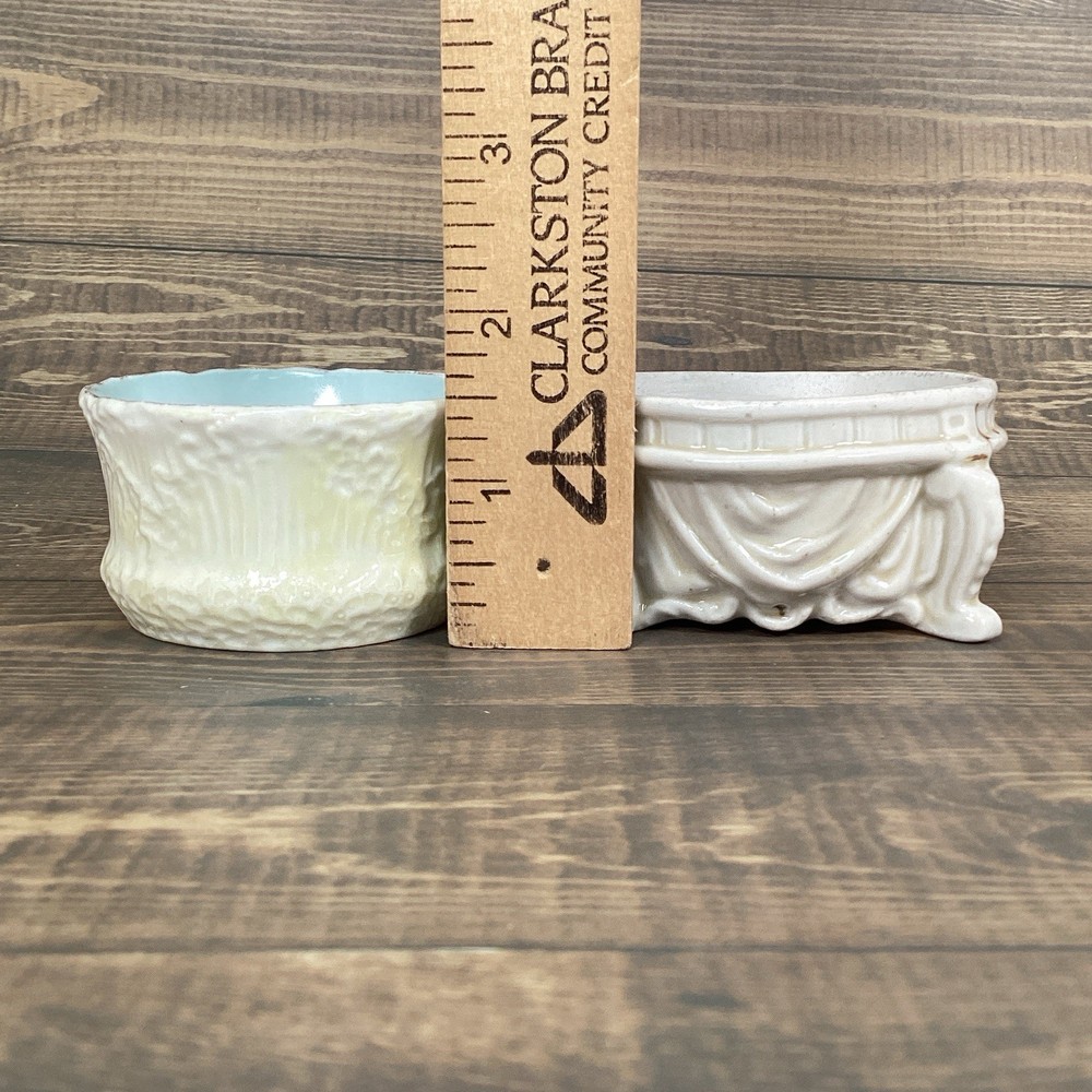 Antique Pair Open Master Salt Cellar, Salt Dip