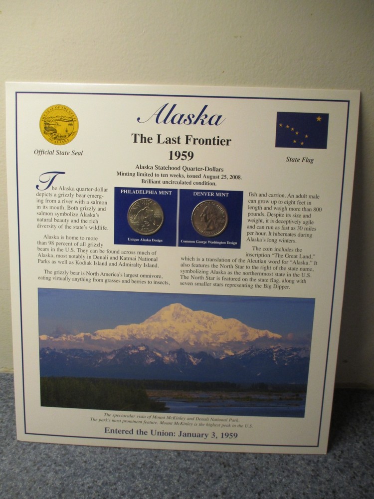 23 Different State Quarter Cards with Quarters, Stamps & State Info