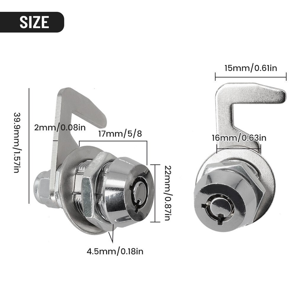 Secure and Reliable Chrome Finish Camlock with Keys Tool Box Replacement Lock