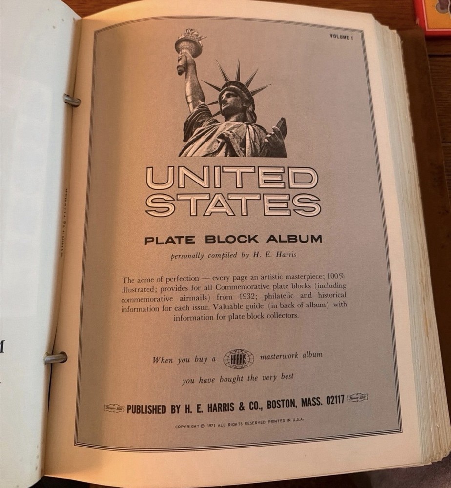 H.E. Harris United States Plate Block Album Volume 1 with Mounted Plate Blocks