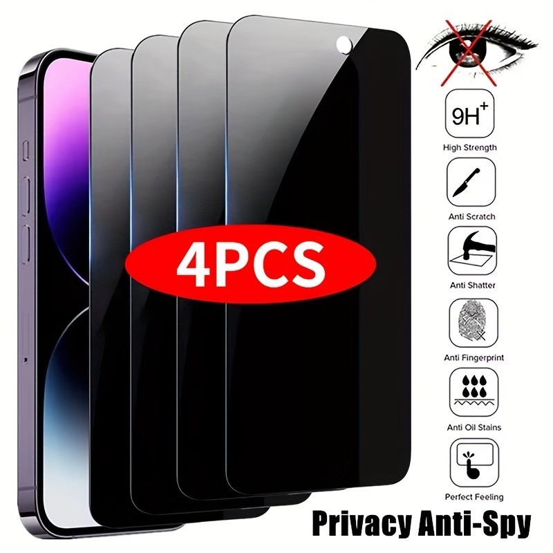 4PCS Privacy Tempered Glass Screen Protector For iPhone 17 Pro Max